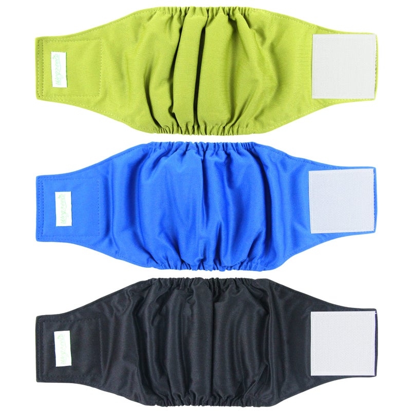 wegreeco Washable Dog Diapers - Washable Male Dog Belly Wrap - Pack of 3 - (Black,Blue,Olive,X-Small) - Image 1